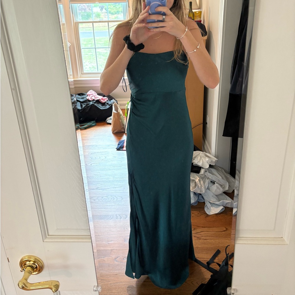 Hello Molly Satin Maxi Dress Teal - Picture 9 of 9